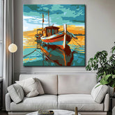 Paint by Numbers Fishing Boat Painting